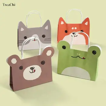 Didmeninė prekyba animacinių filmų gyvūno formos krepšiais Kalėdiniai saldainiai Šokoladiniai popieriniai maišeliai Mielos naminių gyvūnėlių dovanų pakavimo krepšys 20Vnt