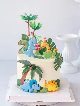 Dinozaurų torto dekoravimas Su gimtadieniu Dino tortas Topper Juros periodo pasaulis Kūdikių dušo aksesuarai Viršutinis konditerijos Deco ornamentas
