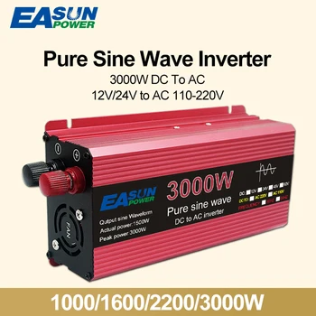 EASUN Pure Sine Wave Inverter 2200W 3000W DC 12V 24V To AC 110V 220V įtampos transformatoriaus galios keitiklis Saulės automobilio keitiklis