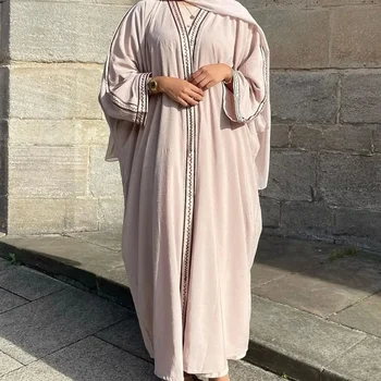 Eid siuvinėjimas Open Abaya Kimono Muslim Abayas for Women Dubai Luxury Party Arabiška Hijab suknelė Turkiški islamiški drabužiai Kaftan