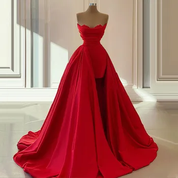 Elegantiškos Dubajaus oficialios vakarėlio suknelės Ilgas chalatas De Soiree Afrikos turkų raudona prom suknelė Moterų vakarinė suknelė be petnešėlių 2023 Arabų