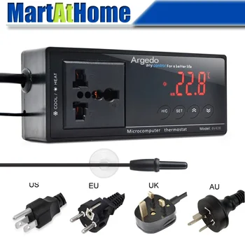 Elektroninis termostatas Skaitmeninis temperatūros reguliatorius -40 ~ 212 F / -40 ~ 100 C Perjungiamas su signalizacija ropliams, akvariumui, naminiams gyvūnėliams