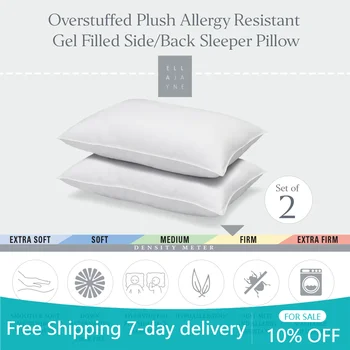 Ella Jayne Signature Pliušinė firma Alergijai atspari apatinė alternatyvi šoninė/užpakalinė miegamoji pagalvė, 2 komplektas - standartinis
