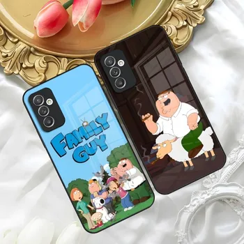 Family Peter Griffin animacinis telefono dėklas, skirtas Samsung S30 S23 S22 S21 S20 Fe S10 E S9 Note 20 10 Pro Ultra Plus 5G grūdintas stiklas