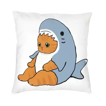 Fashion Cat Shark Cartoon Manga Animal Throw Pillow Case Decoration Custom Square Cushion Cover 40x40 Pillowcover Living Room