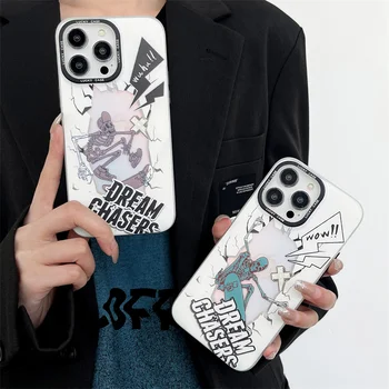 Fashion Cool Skull lazerinis telefono dėklas, skirtas iPhone 14 11 12 13 Pro Max dangtelio silikoniniai smūgiams atsparūs dėklai Cartoon Funda, skirtas iPhone13pro