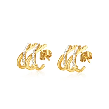 Fashion Gold Color Nerūdijančio plieno storas smeigtukas Huggie auskaras moterims Prašmatnus Netaisyklingos geometrinės ausies papuošalai Dovanos