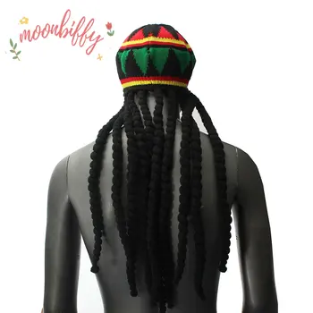 Fashion Hip Hop Cap Knitted Wig Braid Hat Unisex Jamaican Bob Marley Rasta Beanie Winter Dreadlocks Reggae Czapka Zimowa
