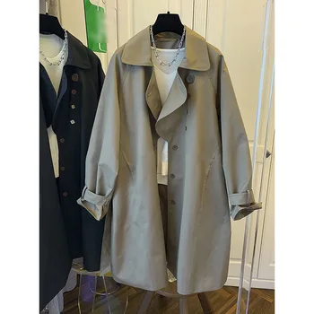 Fashion Loose Long Sleeve Temperament Trench Coat Commuter Lapel Mid-length Clothes Party Women's Coat