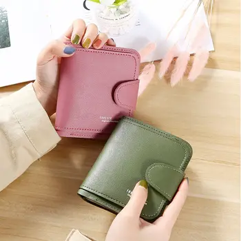 Fashion PU Leather Moteriškos piniginės kortelių laikiklis Hasp Small Short Wallet Trend monetų piniginė Moterų kortelių krepšys