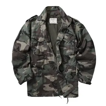Field M65 Jacket Men Multi Pocket Denim Coat Military Tactical Jacket Vintage Casual Male Oversized Windbreaker