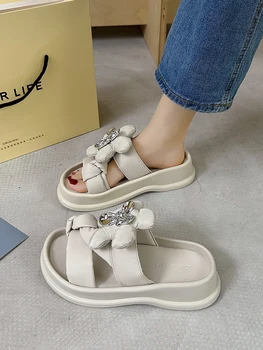 Flat Shoes Female Summer Clogs Woman Shallow Slippers Soft Slides Pantofle Fashion Platform Med Beach Comfort 2023 Luxury Basic