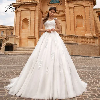 Fmogl Ball Gown Princess vestuvinės suknelės Mieloji Berankovė Vestido De Novia Vintage aplikacijos Plius dydžio chalatas De Mariee