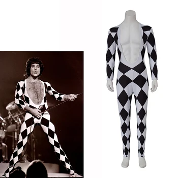Freddie Mercury Cosplay kostiumas Pagrindinis vokalas Vyrų dainininkas Kombinezonas Sceninis pasirodymas Smėlinukas Cosplay Karnavalo vakarėlio kostiumas
