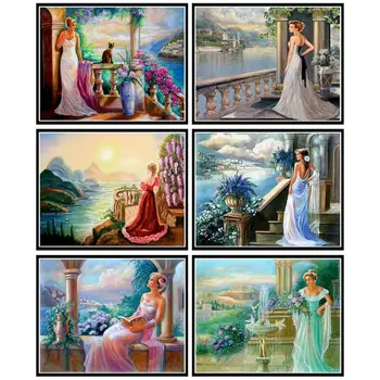 GATYZTORY Pictures By Number Woman On Canvas Kits 40x50cm Painting By Number Seascape Handpainted Art Gift Home Decor