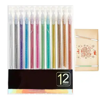 Glitter Spalvotas rašiklis 12vnt blizgučių dažų rašikliai nešiojami blizgučių žymekliai rašiklio rinkinys Menininko spalvoti gelio žymekliai sveikinimo atvirukams
