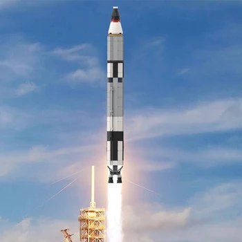 Gobricks statybiniai blokai MOC idėjos miesto kosminė stotis Delta II Dvyniai Titano raketa Saturnas V skalė MOC-34453 Žaislai vaikams