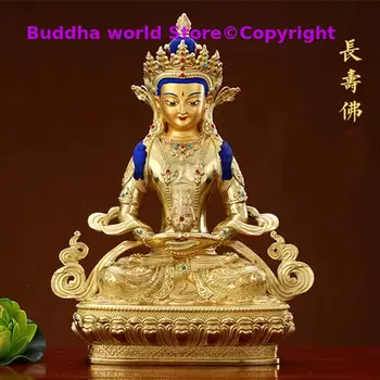 GOOD HOME šeima Dvasinis veiksmingumas Apsauga # Tibetas Nepalas Budizmas Paauksavimas Amitayus Buda varinė statula 16cm aukščio
