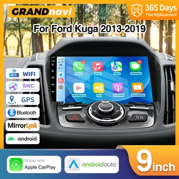 Grandnavi Android 11 automobilių radijo stereofoninis grotuvas, skirtas Ford Kuga 2013-2019 belaidis automobilis Android Auto 9 colių jutiklinis ekranas GPS WIFI DSP
