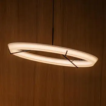 Halo brangakmenio pakabuko lempa Šiaurės dizainerio žiedo šviesa paprasta Kūrybinė LED akrilinė lempa Valgomasis Miegamasis Balti baro žibintai