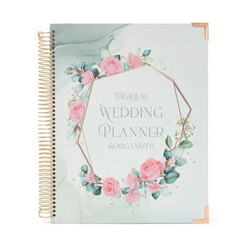 Hardcover vestuvių planuotoja su esminio planavimo puslapiu, kontrolinis sąrašas, patarimas 9x11In