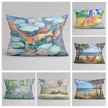 Havajietiško stiliaus pagalvės užvalkalas sofos pagalvėlės užvalkalas kaimo paplūdimio gyvūnų dekoravimo pagalvės užvalkalas mesti pagalvės užvalkalas pritaikytas 30x50 40x60