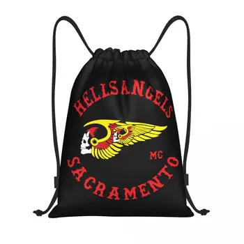 Hells Angels World Logo Drawstring Kuprinė Sports Gym krepšys moterims Vyrai Motociklų klubas Treniruotės Sackpack