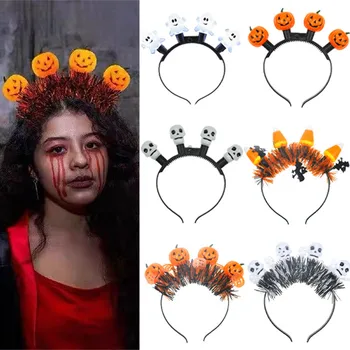 Helovino LED dekoracijos Creative Wacky Pumpkin Ghost Headband Halloween Party Cosplay Šviečiantys galvos apdangalai plaukai Priedai Dovanos