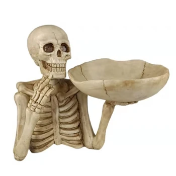 Helovino skeleto laikymo dėklas Siaubo kaukolės dekoratyvinė skulptūra Statulos dekoras
