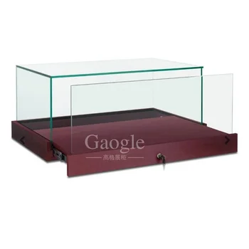 Individualizuotas produktas、Nešiojamas stiklas Apšviestas užrakinamas stalviršis papuošalų stovas eksponuoja minimalistines spinteles parodoms