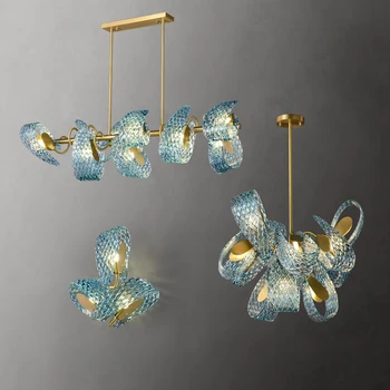 itališkas šviestuvas Art Deco G9 Postmodernus stiklas Mėlynas grožis Blizgesys romantiška lempa Fojė Svetainė Vidaus virtuvės dizaino šviesa