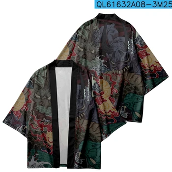 Japoniško stiliaus Kimono gatvės apranga Vyrai Moterys Animacinis filmas Spausdinti Kardiganas Haori vasaros paplūdimys Yukata Plius dydis 4XL 5XL 6XL