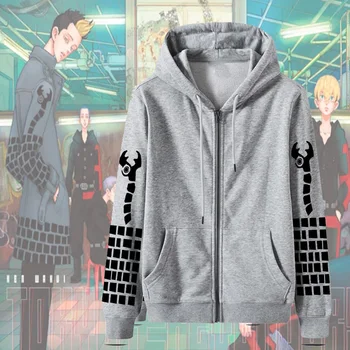 japonų anime Tokijo keršytojai atspausdinti su gobtuvu ta pati pastraipa Hanma Shuji Loog rankovė Naujas rudens žieminis paltas Džemperis Džemperis su gobtuvu