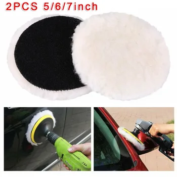 Kablys ir kilpa 2vnt 5/6/7 colių vilnos šlifavimo poliravimo pagalvėlės variklio dangčiai šlifavimas ant automobilio buferio