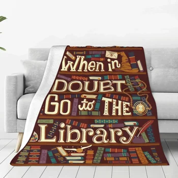 Kai kyla abejonių, eikite į biblioteką Antklodės Knygų skaitymas Pliušinė naujovė Šiltas metimas Antklodė namų dekoravimui