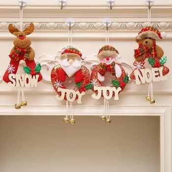 Kalėdiniai dekoratyviniai reikmenys Laiškai Medinės plokštelės Pagyvenęs sniego senis Briedis Mažasis lokys Židinys Lango vitrinos varpelio dekoravimas