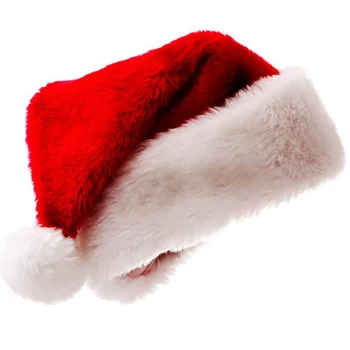 Kalėdinė kepurė suaugusiems Big Ball Plush Kalėdinės kepurės Moterys Vyrai Raudona Kalėdų Senelio skrybėlė Aukštos kokybės minkštos pliušinės kepurės