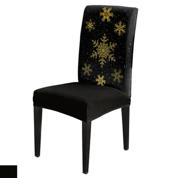 Kalėdos Juodos geltonos snaigės 4/6/8PCS Spandex Elastic kėdės dėklas vestuvėms Viešbutis Banketas Valgomasis