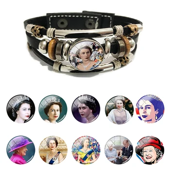 Karalienės Elžbietos II odinė apyrankė Anglijos karalienė Stiklo kabošonas Jos Didenybė Bangle Moterų proginiai papuošalai QKT426