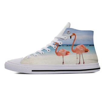 Karšta mada Moteris Vyras Sportbačiai Laisvalaikio stalo batai Aukštos kokybės aukštos pagalbos drobiniai batai Animal Flamingo Klasikiniai aukštos pagalbos batai