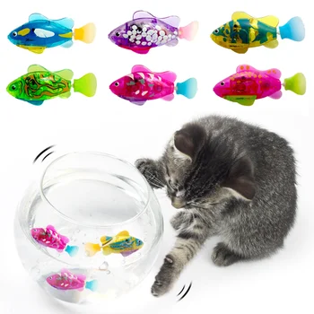 Katė Interaktyvus elektrinis žuvies žaislas Vandens katės žaislas, skirtas žaisti patalpose Plaukimas Robotas Žuvies žaislas katei ir šuniui su LED šviesa Naminių gyvūnėlių žaislai