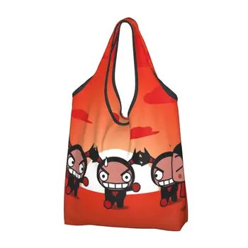 Kawaii animacinis filmas Anima Pucca pirkinių krepšys nešiojami bakalėjos prekės pečių pirkėjo krepšys