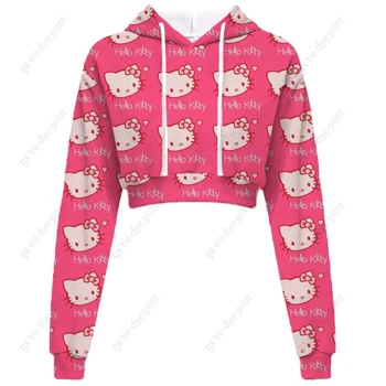 Kawaii Y2K Džemperis su gobtuvu Moteriškas džemperis su gobtuvu Harajuku Džemperiai SVEIKI KITTY spausdinti Gobtuvas su gobtuvu Ropa Mujer Sudaderas