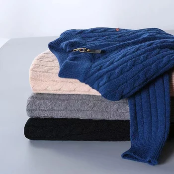 Kašmyro megztiniai Aukštos kokybės Nauji žieminiai vyriški megztiniai Užtrauktukas Laisvalaikis ilgomis rankovėmis Stori megzti paltai Mada Vyriški Drabužiai Viršūnės