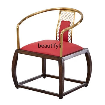 kinų stiliaus apvalus fotelis lengvas prabangus medžio masyvo fotelis Rūmų kėdė Kūrybinis arbatos stalas Porankis laisvalaikio kėdė