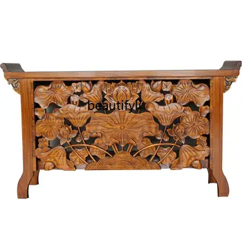kinų stiliaus karpytos galvos kvepalų stalo altorius raižytas dekoravimas įėjimo spintelė medžio masyvo konsolės stalai