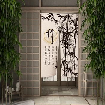 kinų tradicinis bambuko rašalo dažymas spausdinti durų užuolaidas virtuvės valgomojo pertvaros užuolaidos užuolaidos užuolaidos įėjimas kabanti pusiau užuolaida