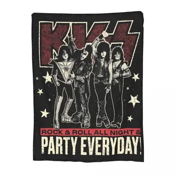 Kiss Heavy Metal Band Blanket Blanket Velvet Printed Rock and Roll All Nite Relax Lightweight Throw Blanket For Beding Londing Throws