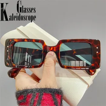 Klasikiniai retro kvadratiniai akiniai nuo saulės Moteriškas prekės ženklas Vintage Travel maži stačiakampiai akiniai nuo saulės moterims Populiarūs leopardo eywear