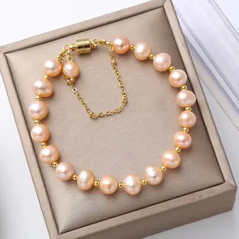 Klasikinės mados natūralaus perlo apyrankė moterims Nauja korėjiečių išskirtinė karoliukų rankogalių apyrankė Prabangių papuošalų aksesuarų dovana